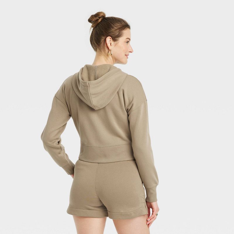 Women's Cropped Hooded Zip-Up Sweatshirt - Universal Thread™, 3 of 12