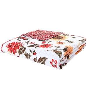 The Lakeside Collection Jacobean Sunflower Quilt Ensemble - King Quilt - 1 of 4
