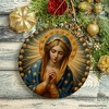 Praying Mother Mary Ceramic Ornament, Religious Painting Christmas Decoration Souvenir| OrnamentallyYou - 4 of 4
