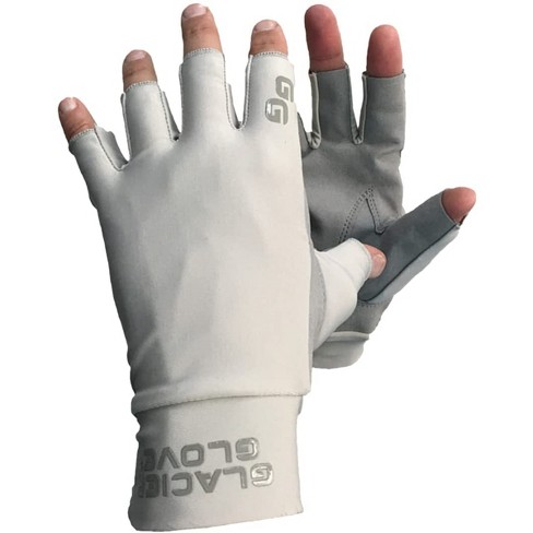 Glacier Glove Ascension Bay Fingerless Sun Gloves - Large - Light Gray 
