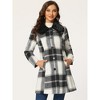 Allegra K Women's Buffalo Checks Winter Peter Pan Collar Long Plaid Coat - 2 of 4