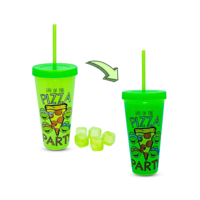 Silver Buffalo Teenage Mutant Ninja Turtles "Pizza Party" Color-Changing Plastic Tumbler, 1 of 7
