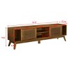 67.9'' Mid Century Modern Rattan TV Stand for 75 Inch TV, Media Console with Sliding Doors for Living Room-3irtyhousy - 4 of 4