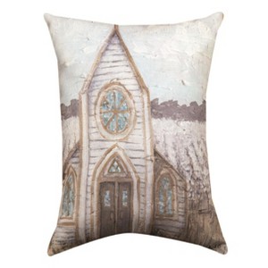 Farm Sketch Church Polyester Pillow – 13x18 inch Accent by Manual Woodworkers and Weavers - 1 of 3