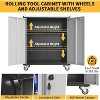 2 Doors High Garage Storage Cabinet with Wheels, Locking Steel Rolling Tools Chest with Handle, Metal Storage Cabinet with 1 Shelves for Home, Office - 3 of 4