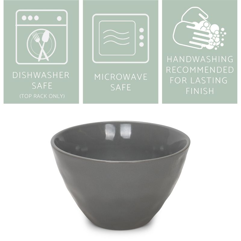 Elanze Designs Dimpled Ceramic 5.5 inch Contemporary Serving Bowls Set of 4, Charcoal Grey, 2 of 7