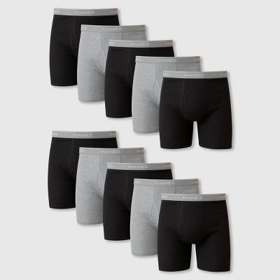 Hanes Men's Super Value Moisture-wicking Cotton Boxer Briefs 10pk -  Black/gray L : Target