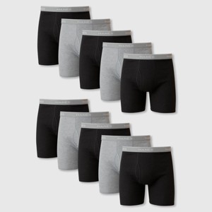 Hanes Men's Super Value Moisture-Wicking Cotton Boxer Briefs 10pk - Black/Gray - 1 of 4