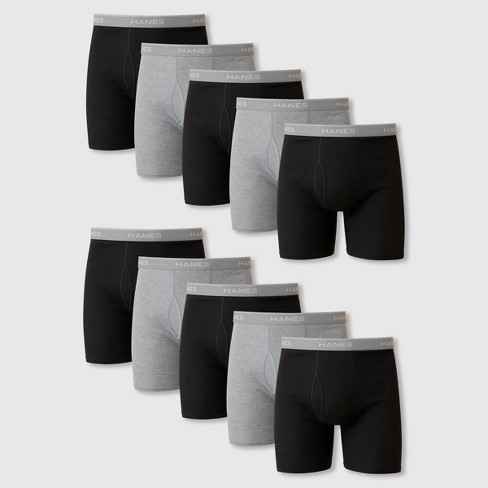 Hanes Men's Super Value Moisture-wicking Cotton Boxer Briefs 10pk -  Black/gray M : Target