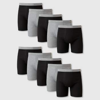 Hanes Men's Super Value Moisture-Wicking Cotton Boxer Briefs 10pk - Black/Gray