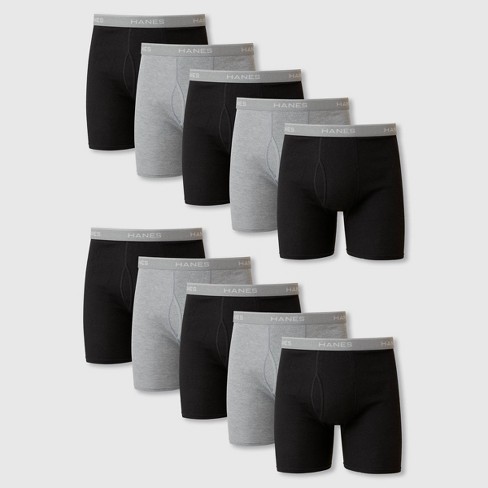 Hanes Men's Super Value Moisture-wicking Cotton Boxer Briefs 10pk - Black/gray  : Target