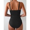 Eomenie Women's Swimsuit Tankini Tummy Control Bathing Suits Two Piece Full Coverage Slim Swim Suits with High Waisted Bottom - 2 of 3