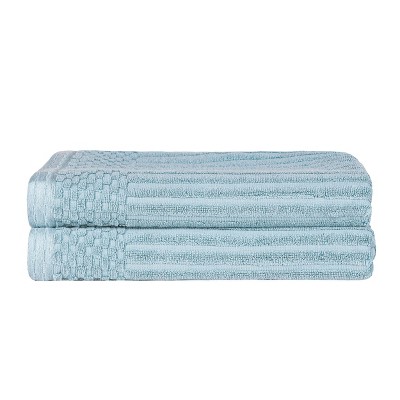 Slate Blue Heavyweight Cotton Ribbed Bath Towel Set, 2 Pieces