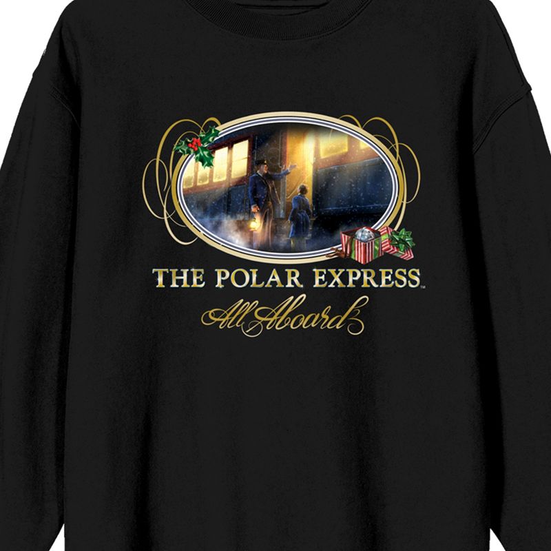 Polar Express All Aboard Crew Neck Long Sleeve Women's Black Sweatshirt, 2 of 4