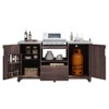 GlasFlength Decorative Storage Cabinets,Compact Outdoor Storage,Prep Cart,Mobile,Brown,34.25"*25.2"*12.99" - 3 of 4
