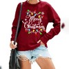 Christmas Pullover Sweatshirts for Women Crew Neck Long Sleeve Shirts for Christmas Womens Christmas Festive Pattern Tops,Wine - L - 3 of 4