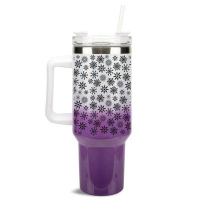 Elanze Designs Falling Snowflakes Winter Snow 40 oz. Stainless Steel, Large Water Bottle Coffee Mug, Spill & Leak Resistant, Thermal Travel Tumbler