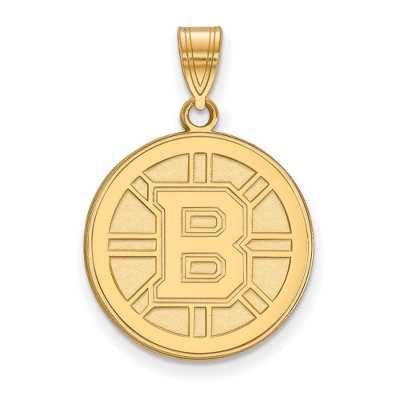 Black Bow Jewelry 10k Yellow Gold Boston Bruins NHL Large Pendant