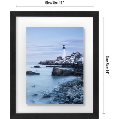 Black Engineered Wood Floating Picture Frame with Polished Glass