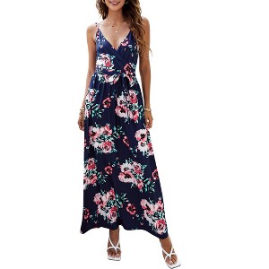 Women Casual Loose Sundress Sleeveless Floral Maxi Long Beach Shirt Dress Travel Vacation 2025 Summer Outfits - 1 of 1