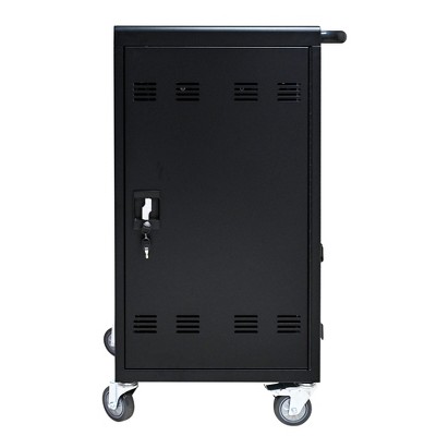 Laptop Cart, Laptop Rolling Cart With Lock & Key, 2 Locking Casters, Cable Management Strip, Fast Charging & Secure Storage Mobile Charging Cart