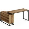 Resenkos Computer Desk, Office Desk, Study Desk,L-Shaped Executive Desk, 53" Farmhouse Computer Desk Corner Desk with Cabinet,Brown - 2 of 4