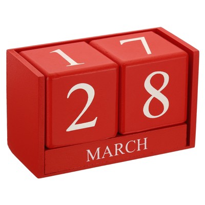 Unique Bargains Cute Wood Block Reusable Display Calendar 1 Pc