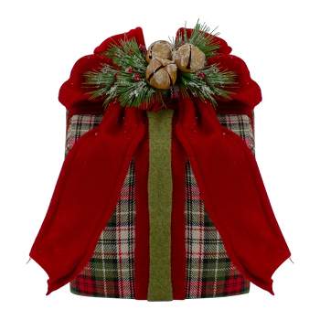 Northlight 9" Red and Green Plaid Christmas Present Decoration with Bow
