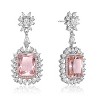 Guili Sterling Silver White Gold Plated Halo Dangle Earrings with Colored CZ, A Stunning Jewelry Piece That Brings Sparkling Beauty to Any Look - 3 of 3