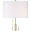 Possini Euro Design Encino Modern Tripod Floor Lamp Standing 60" Tall Brass Gold Metal Off White Fabric Drum Shade for Living Room Bedroom Office Home - 3 of 4