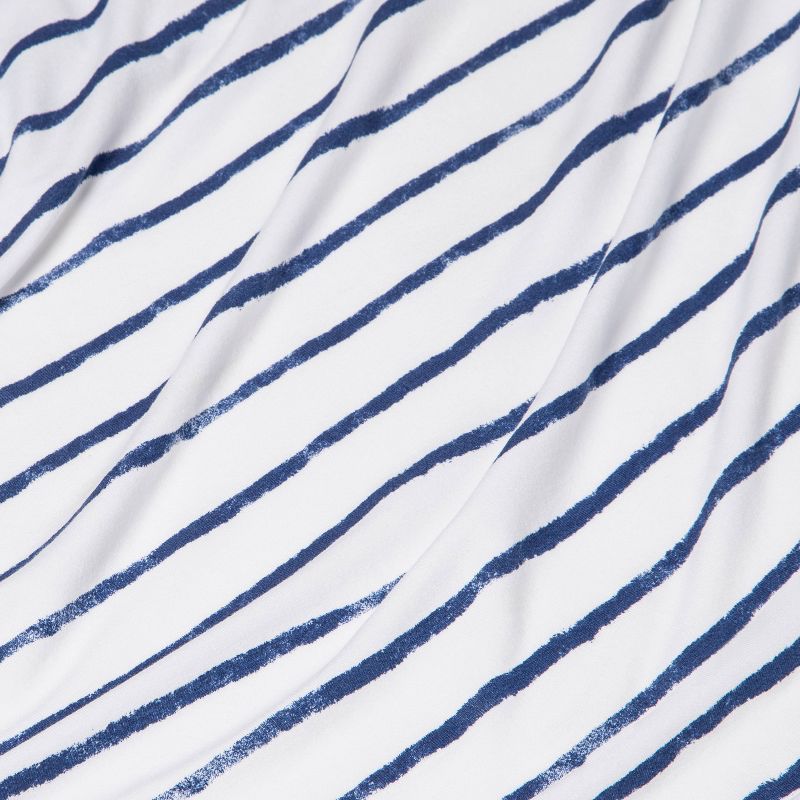 Polyester Rayon Jersey Fitted Crib Sheet - Cloud Island&#8482; Navy Blue Vertical Stripe, 5 of 7