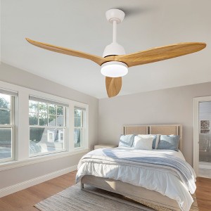52 Inch Solid Wood Ceiling Fan With Remote And Tri-Color Dimmable LED Light, Modern Farmhouse Ceiling Fan For Bedroom, Living Room - 1 of 4