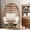 GustoWave Oversized 360° Swivel Egg Chair, Patio Rotating Basket Chair, Steel Frame and Metal Base, PE Rattan Lounge Chair - 2 of 4