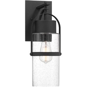 Possini Euro Design Caramela 16" High Modern Outdoor Wall Light Fixture Mount Porch House Exterior Outside Weatherproof Black Metal Clear Glass Shade - 1 of 4