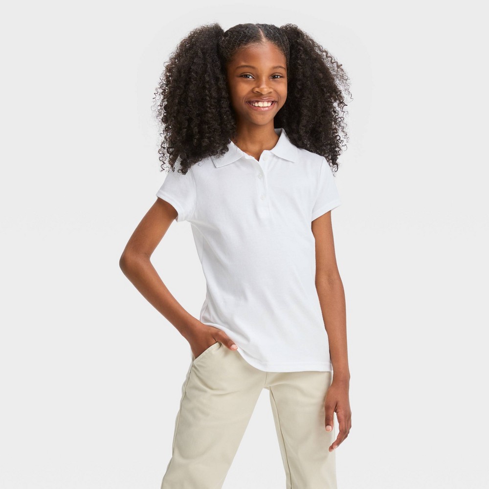 Girls' Jersey Short Sleeve Polo T-Shirt - Cat & Jack™ White XS