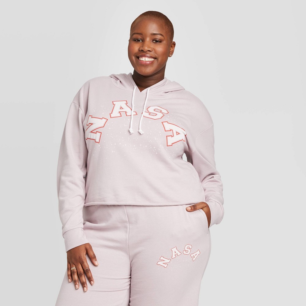 Women's NASA Plus Size Cropped Graphic Sweatshirt (Juniors') - Rose 1X, Pink was $22.99 now $13.79 (40.0% off)