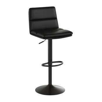 Emma and Oliver Set of Two Upholstered Height Adjustable Swivel Mid-Back Stools with Comfortable Foam Padding and Steel Base
