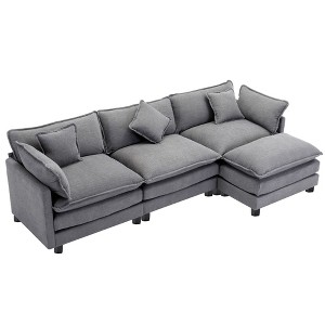 NicBex 112.2 Inch L-Shape Chenille Upholstered Sofa with Ottoman and 5 Pillows for Living Room,Bedroom,Gray - 1 of 4