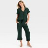 Women's Cloud Knit Modal Short Sleeve Notch Collar Top and Capri Pants Pajama Set - Auden™ - 3 of 3