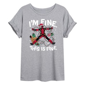 Women's - Marvel - Im Fine Deadpool Oversized Graphic T-Shirt - 1 of 4