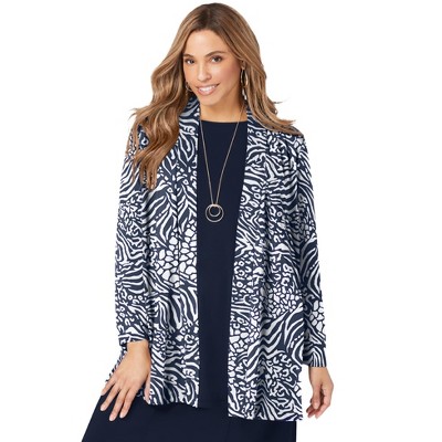 Jessica London Women's Plus Size Stretch Knit Open Front Knit Topper