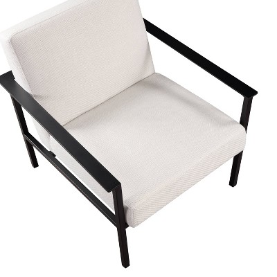 Milano Oatmeal White Metal Frame Accent Chair