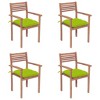 vidaXL Patio Chair Set of 4 Bright Green Cushion, Natural Teak - 2 of 4