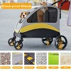 Large Heavy Duty Dog Stroller Folding Pet Stroller 4-Wheel Pet Travel Carrier Double Door Pet Trolley Skylight Cart with Rainproof Cover - 4 of 4