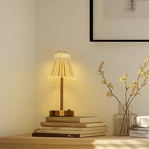 DORESshop 13 in. Industrial I-Shape LED Table Lamp, 3W Built-in LED, Tri-Color 2700K/4000K/5000K, Gold Finish - 1 of 4