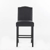 Set of 2, 27" Upholstered Counter Height Barstools with Nailhead Trim-Gray - 3 of 4
