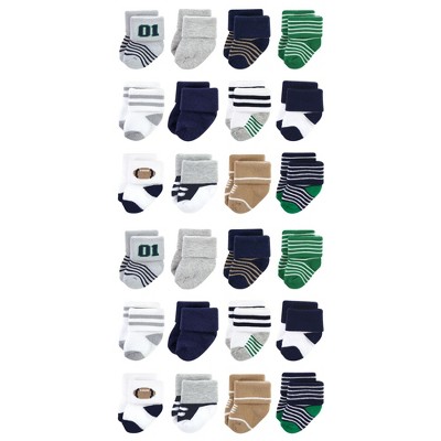 Image of Little Treasure Baby Cotton Rich Terry Socks 24-Pack, Football, 0-6 Months
