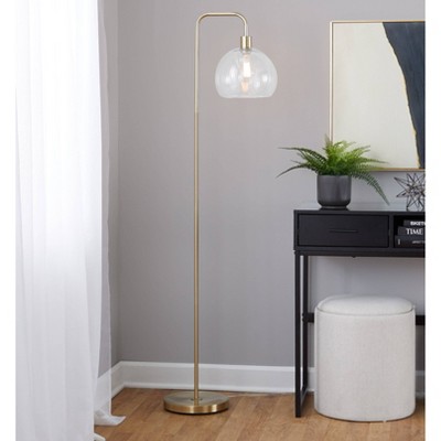 LumiSource Metro 61" Floor Lamp: Royal Gold, Seeded Glass, UL Listed, Push Button Switch