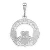 Black Bow Jewelry 14k White Gold Polished & Satin Claddagh Pendant, 21mm (13/16 inch) - 3 of 4