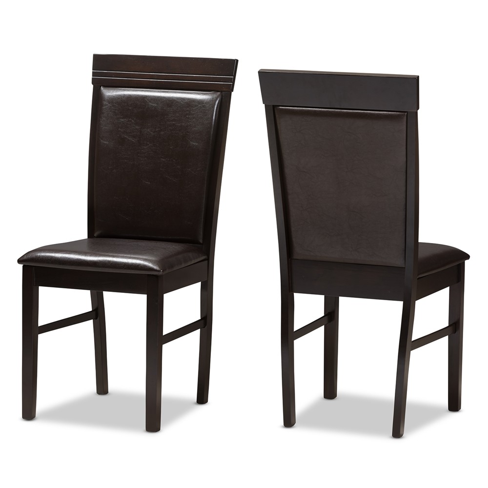 Set of 2 Thea Modern And Contemporary Faux Leather Upholstered Dining Chairs Dark Brown - Baxton Studio: Armless, Wood Frame, 250lbs Capacity -  53581034